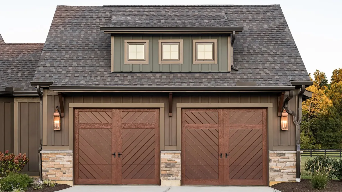 Carriage-style garage doors on a Kansas home