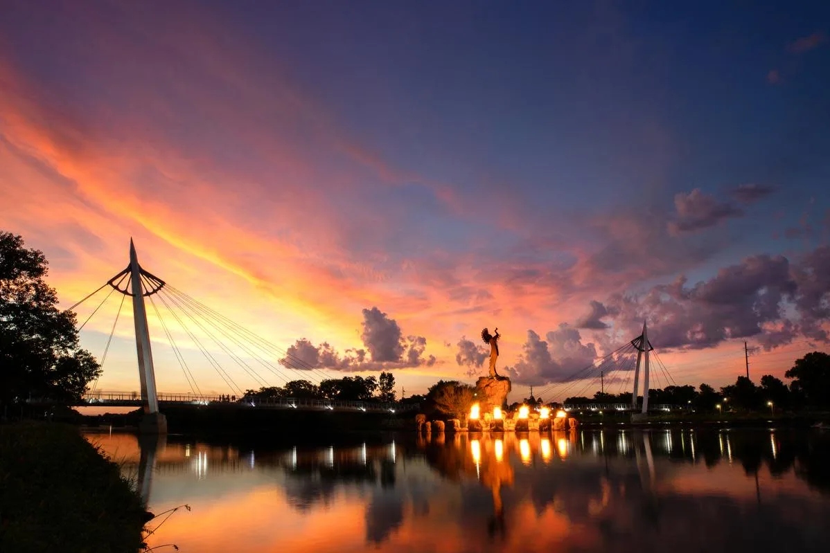 Keeper of the Plains at the Arkansas River in downtown Wichita